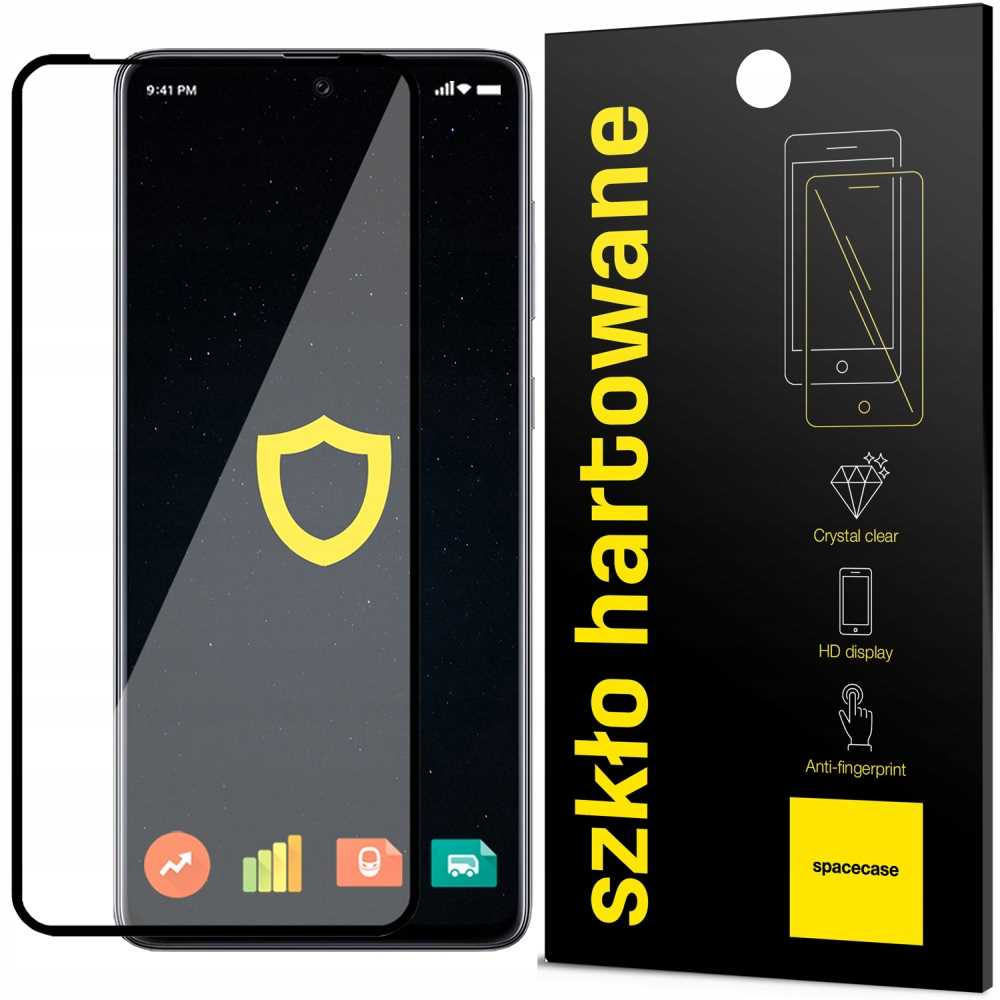 Ochrona ekranu telefonu obok telefonu. Telefon wyświetla tarczę i ikony na ciemnym tle.