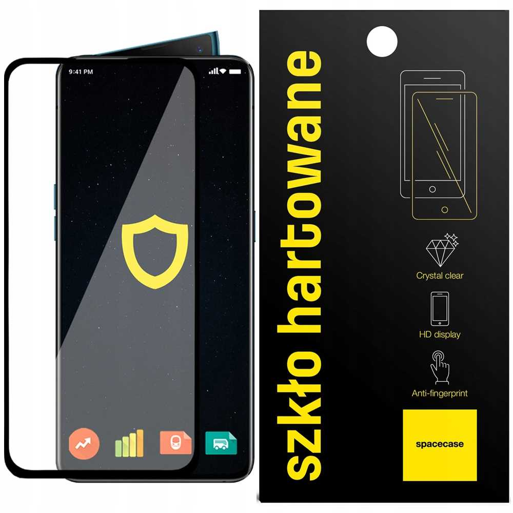 Ochrona ekranu telefonu obok telefonu. Telefon wyświetla tarczę i ikony na ciemnym tle.