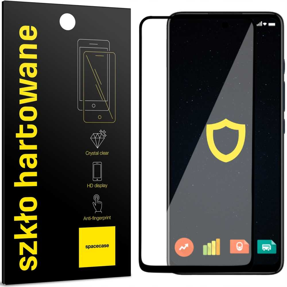 Smartfon i czarne pudełko pokazujące szczegóły ochrony ekranu.