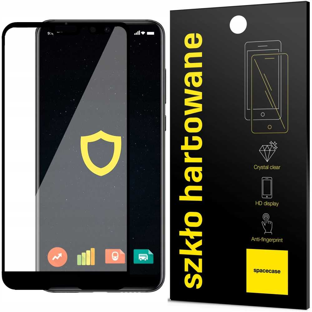 Ochraniacz ekranu i telefon z ikoną tarczy na gwiezdnym tle.