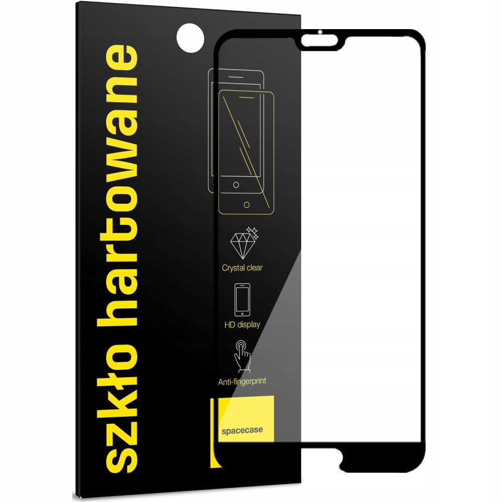 Ochraniacz ekranu do telefonu pokazano obok czarnego tła z tekstem i ikonami.