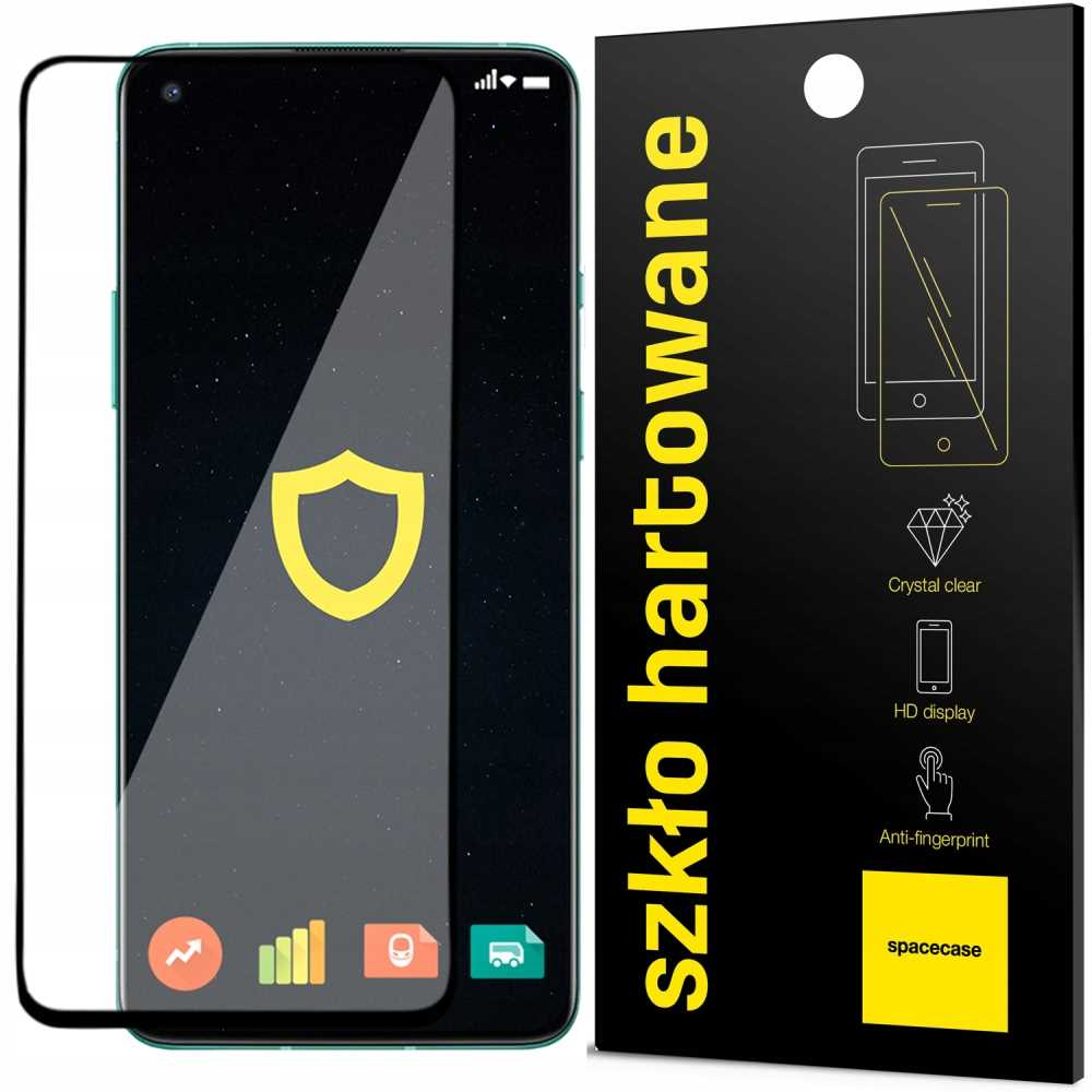 Smartfon z ochraniaczem ekranu i pudełkiem obok.
