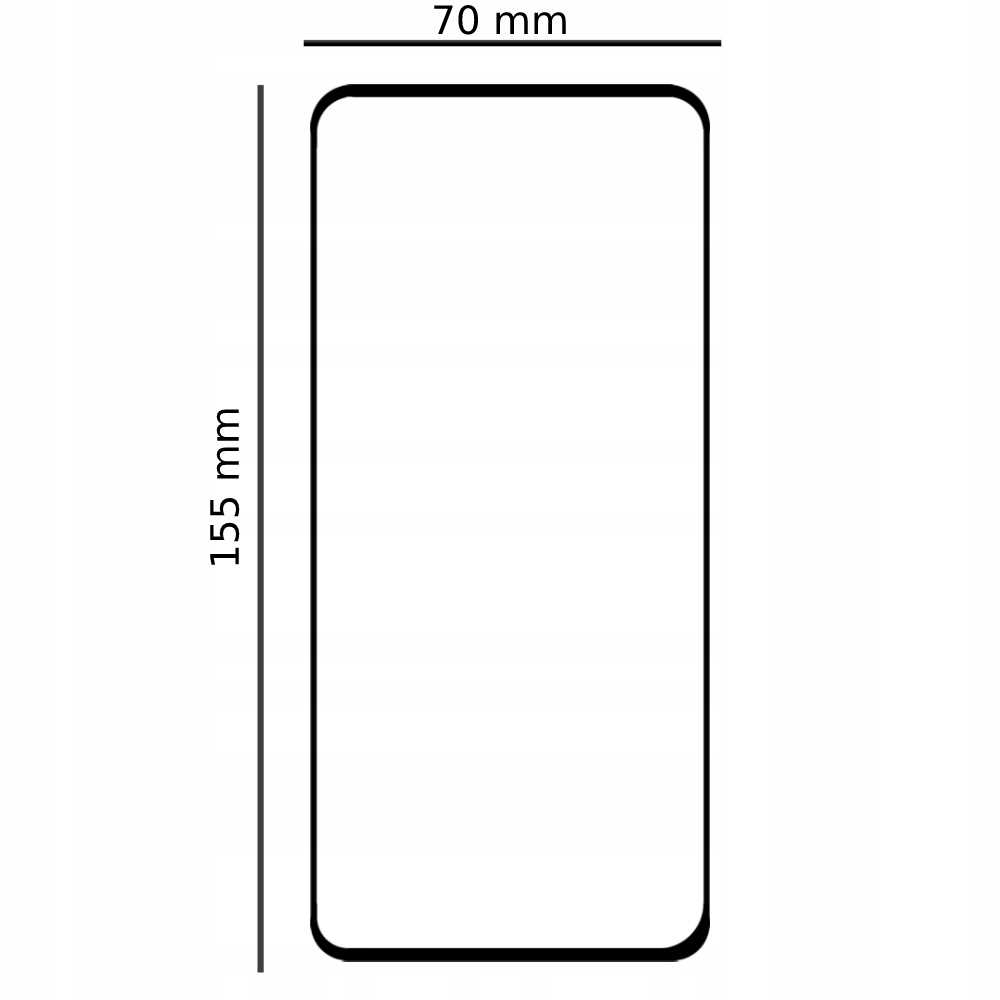 Prostokąt o wymiarach 155 mm x 70 mm, reprezentujący rozmiar telefonu.