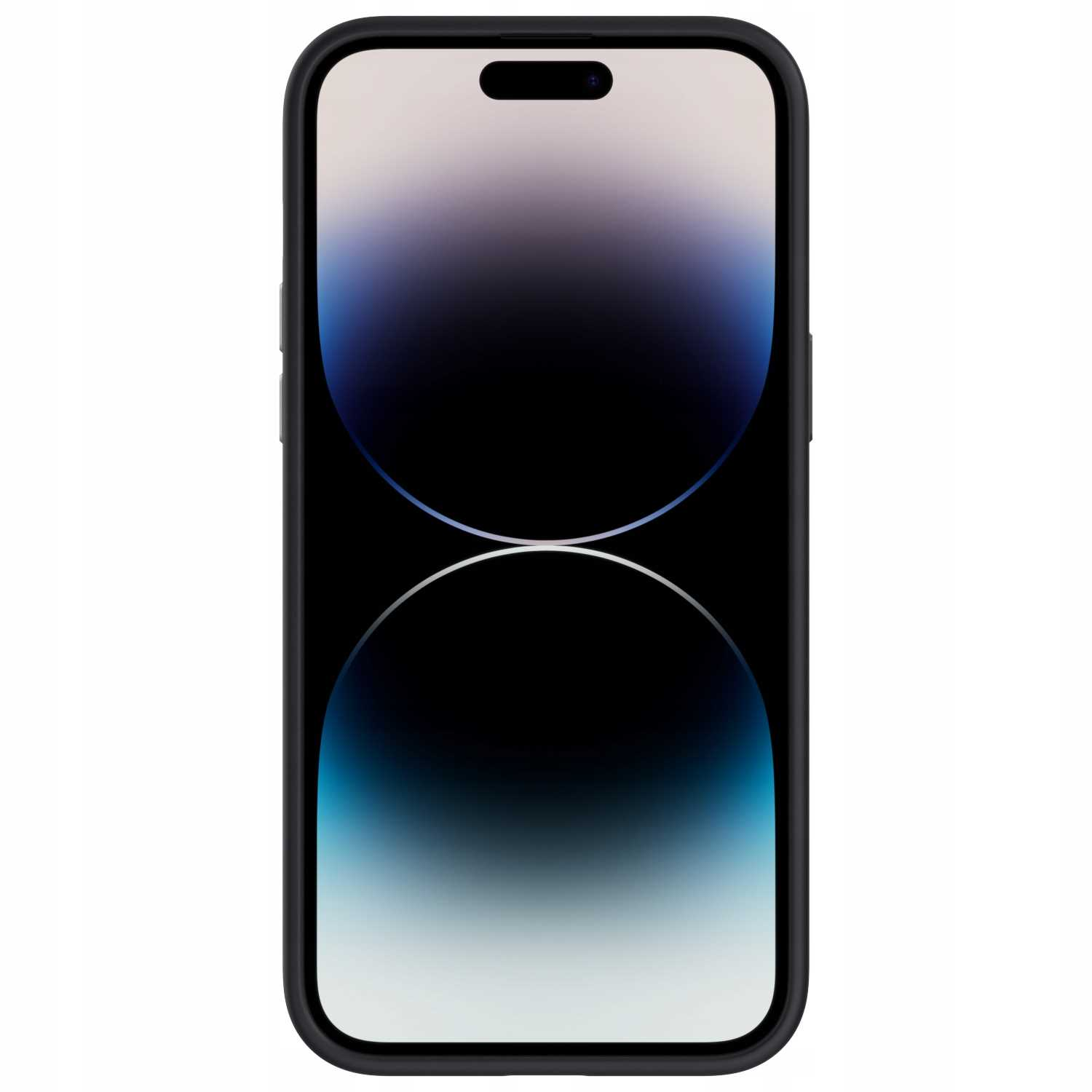 Czarne etui na telefon z telefonem w środku. Etui jest czarne.