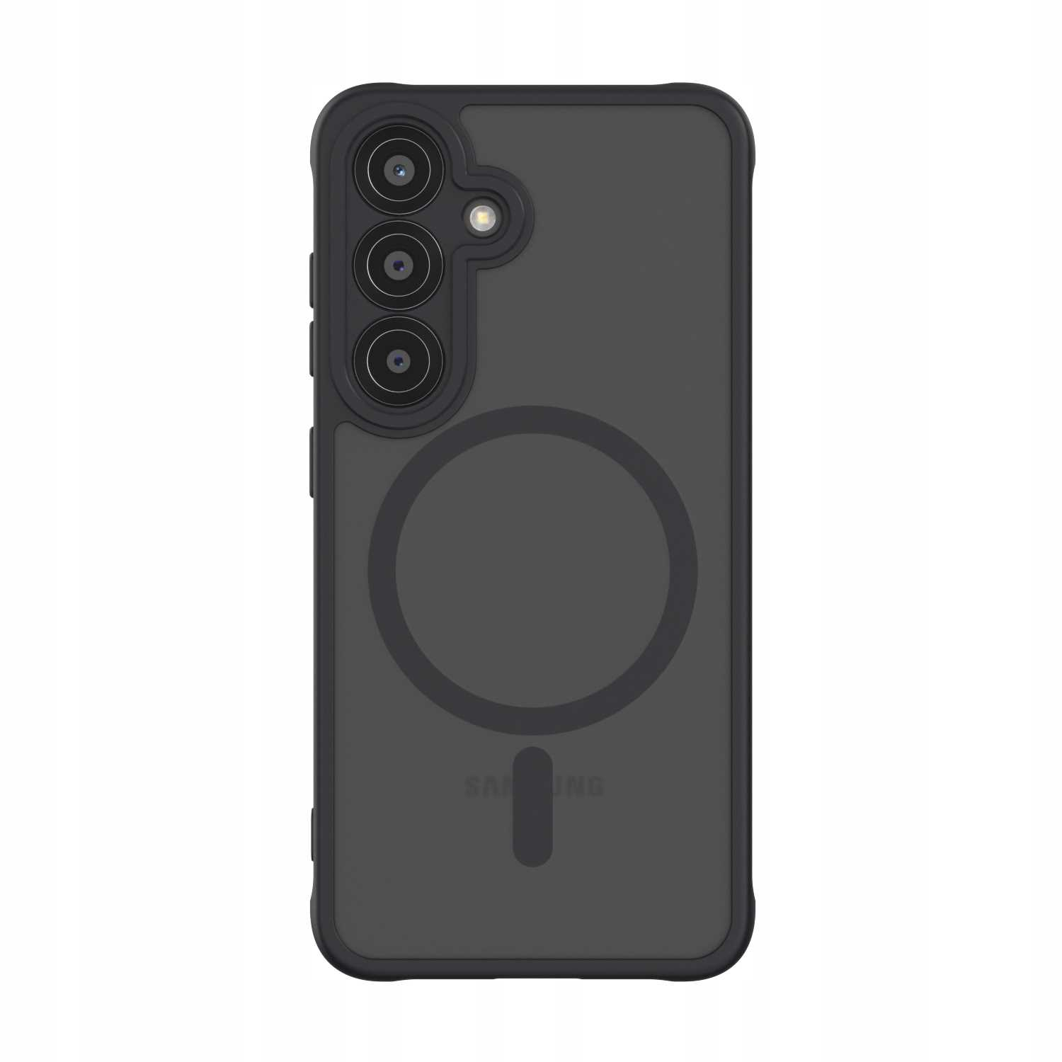 Czarne etui na telefon z logo marki. Etui znajduje się na białym tle.