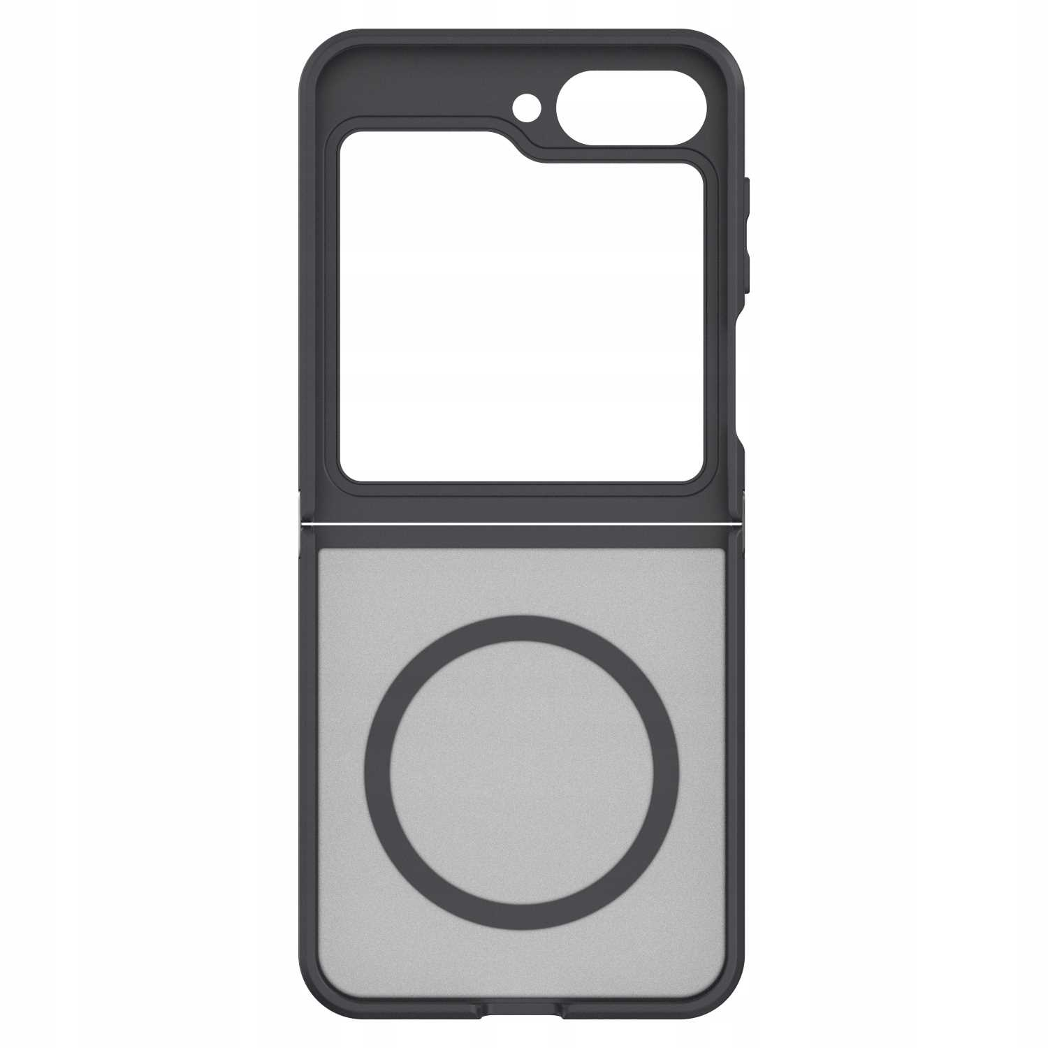 Etui na telefon, czarne, z pierścieniem magnetycznym. Etui jest przeznaczone do telefonu składanego.