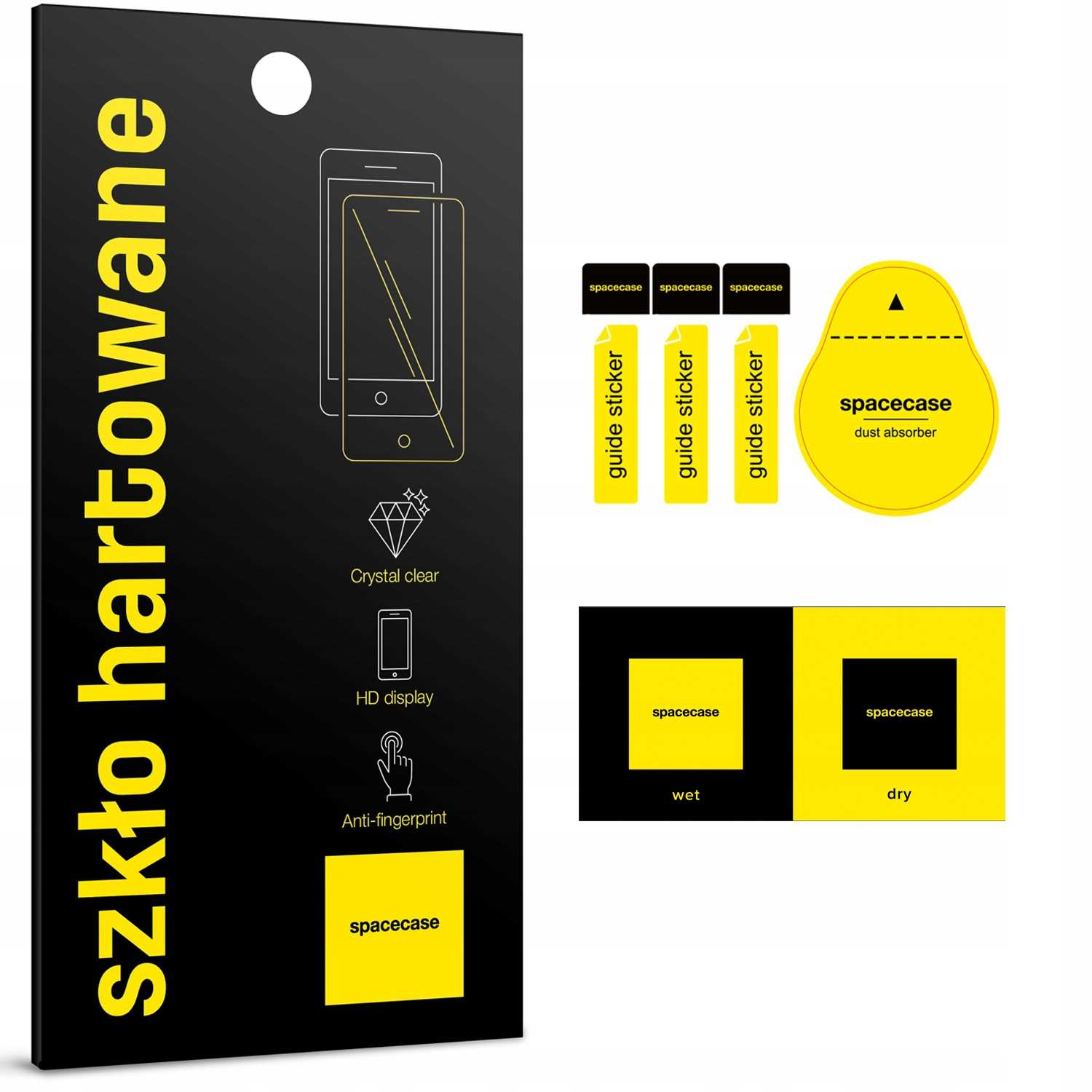 Opakowanie na osłonę ekranu. Zawiera osłonę, naklejki prowadzące i materiały czyszczące.