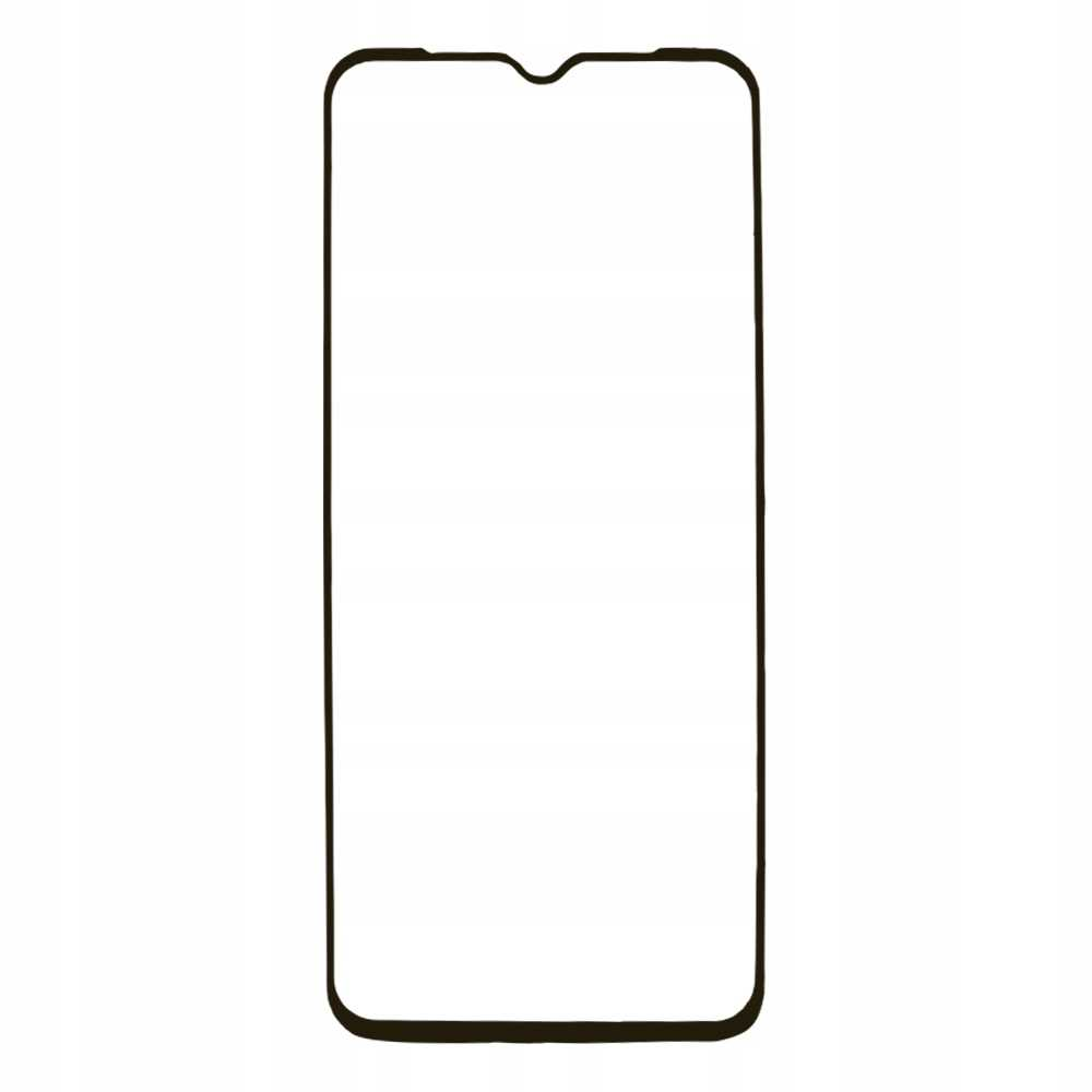 Ochraniacz ekranu smartfona. Jest to przezroczysty prostokąt z czarną obwódką i wcięciem u góry.