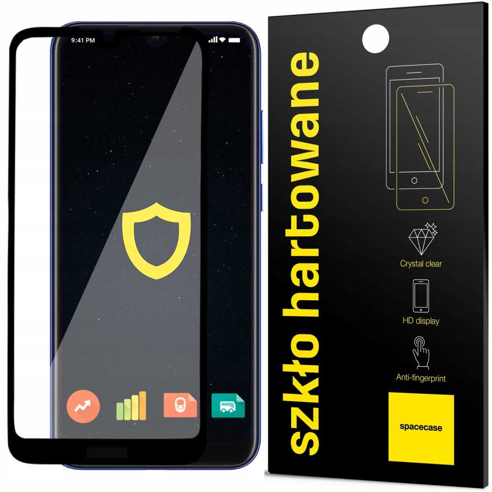 Ekran telefonu z ochraniaczem ekranu i czarne pudełko z ochraniaczem ekranu z tekstem.
