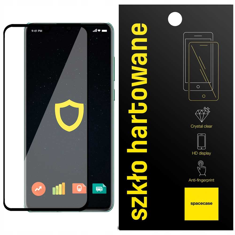Telefon i opakowanie ochronne ekranu. Telefon znajduje się po lewej stronie.