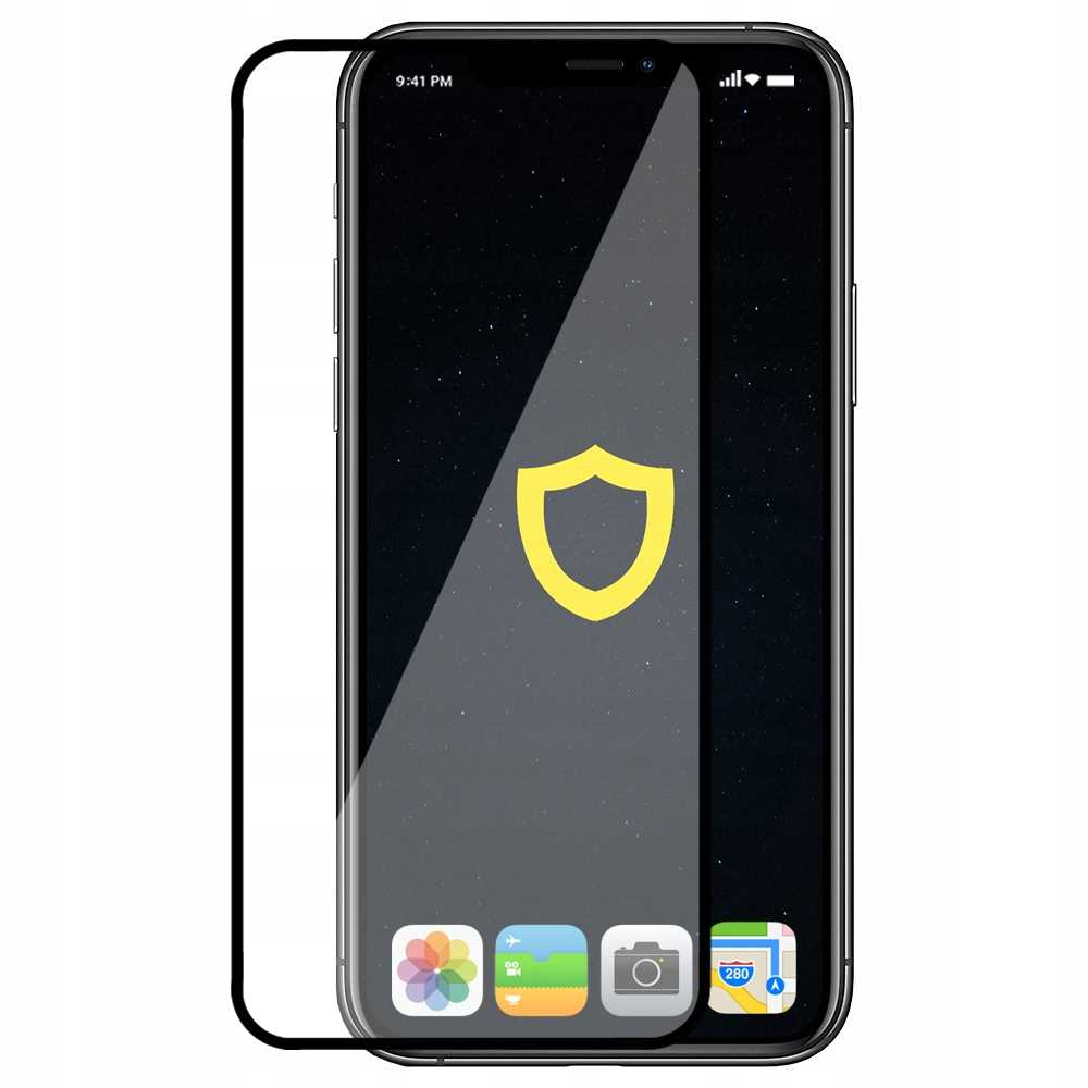 Ekran telefonu z ikoną tarczy, pokazujący interfejs aplikacji zabezpieczającej. Na ekranie jest ochraniacz.