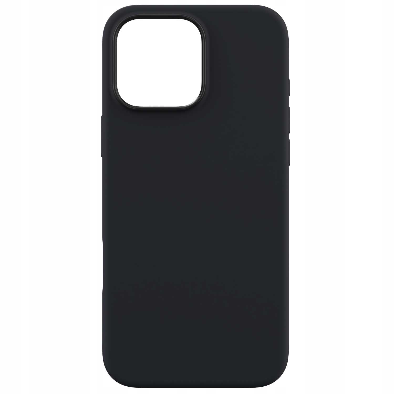 Czarne etui na telefon. Ma otwór na aparat i przyciski. Etui jest gładkie i matowe.