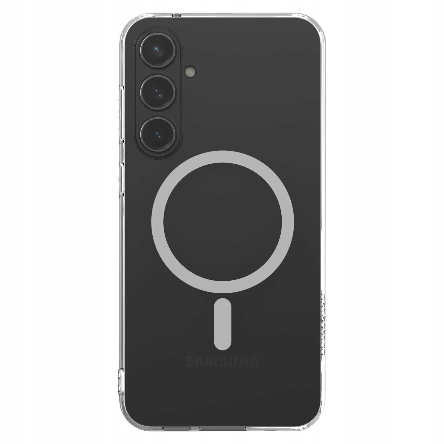 Czarne etui na telefon z okręgiem magsafe i trzema obiektywami aparatu.