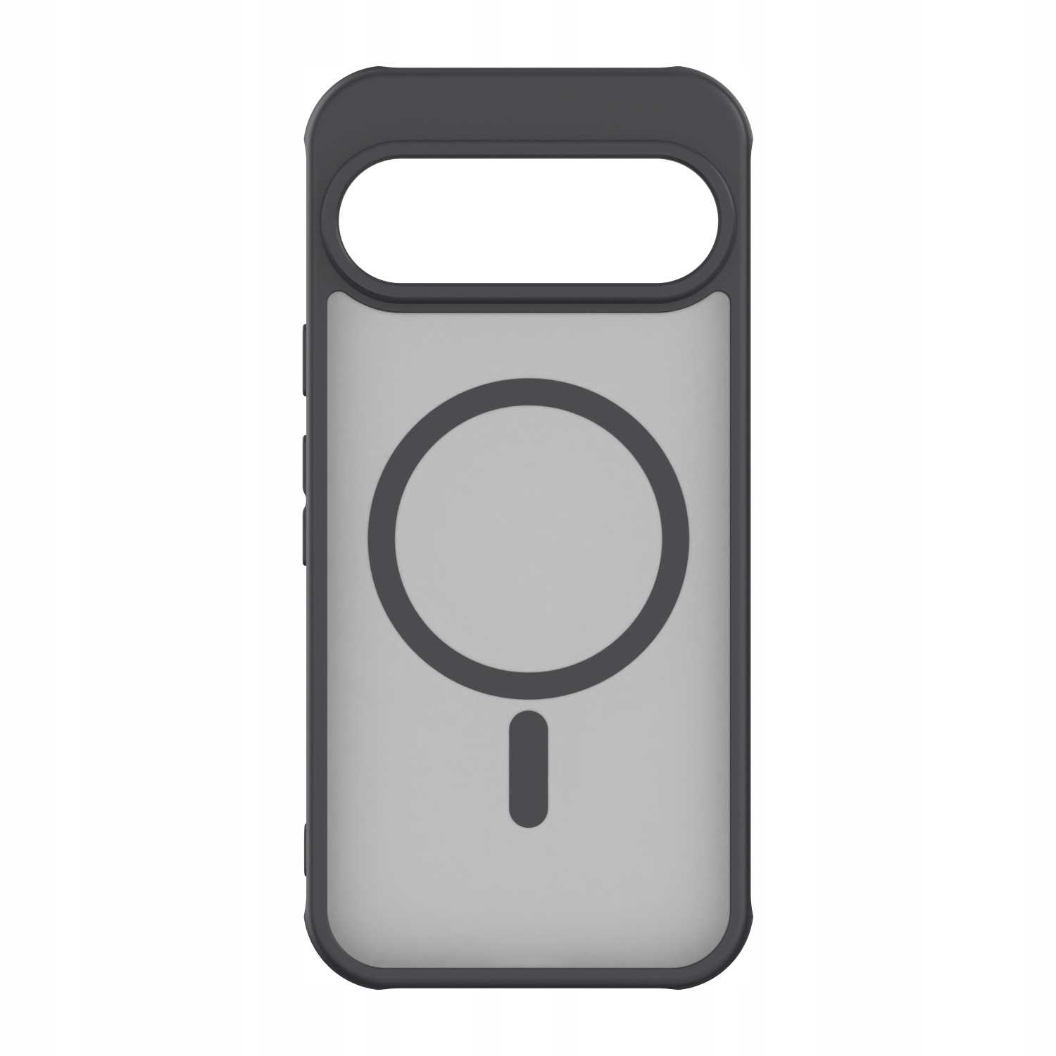 Czarne etui na telefon z magnetycznym okręgiem i znakiem minus.