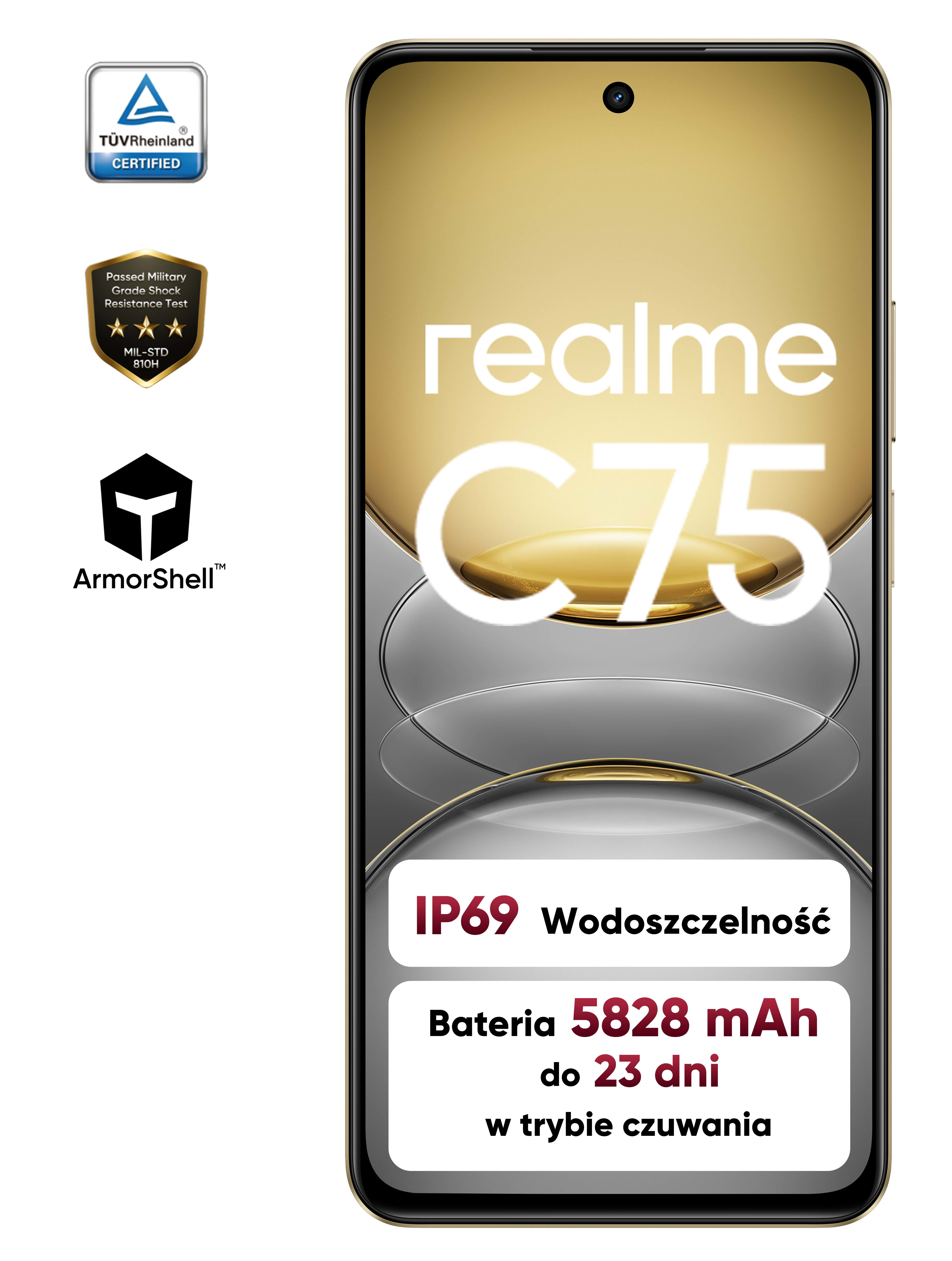 Smartfon REALME C75 256GB 8GB LIGHTNING 4G (LTE) 8 GB/256 GB Złoty