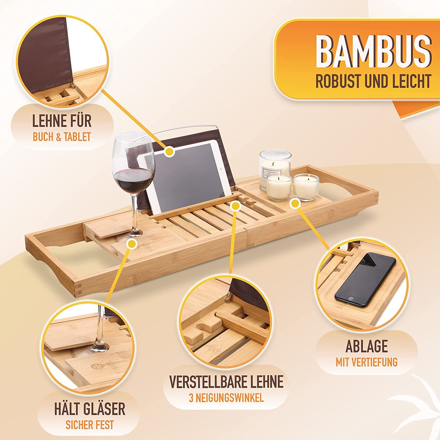 HEIMWERT 00145 Badewannenablage braun | MediaMarkt