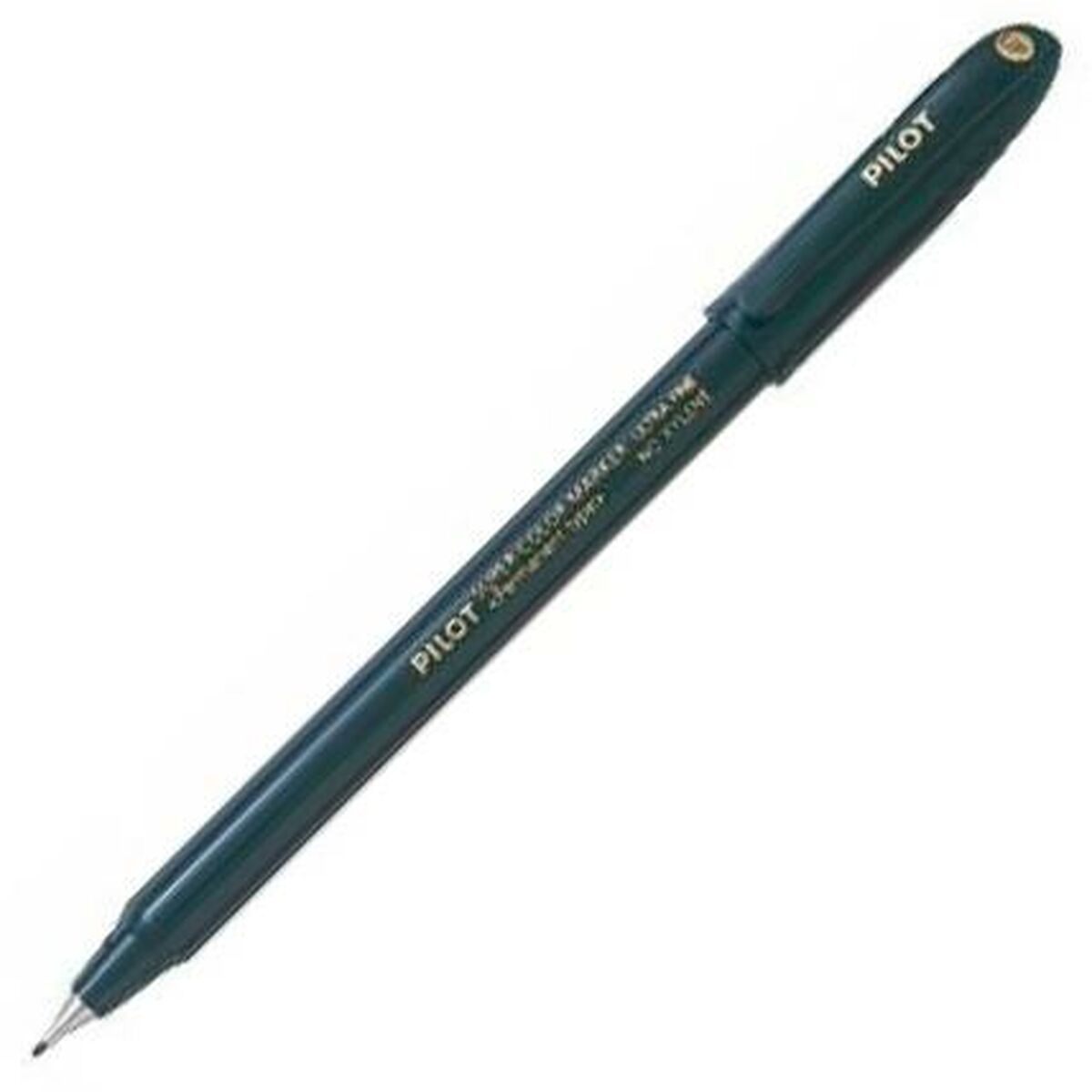 Ein dunkelgrüner Pilot Super Color Marker Stift mit feiner Spitze. Das Wort PILOT ist sichtbar.