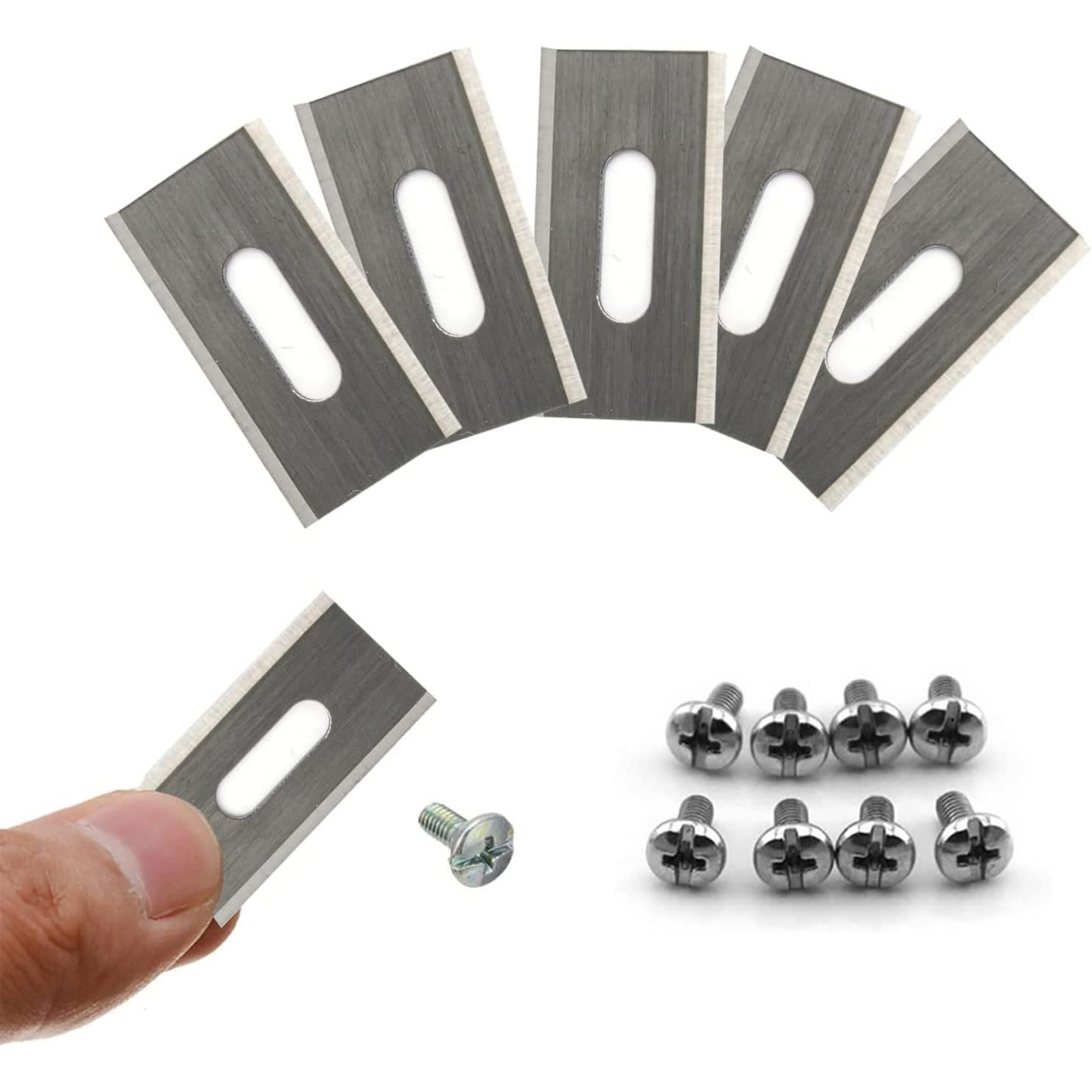 Klingen, Schrauben und eine Hand.
