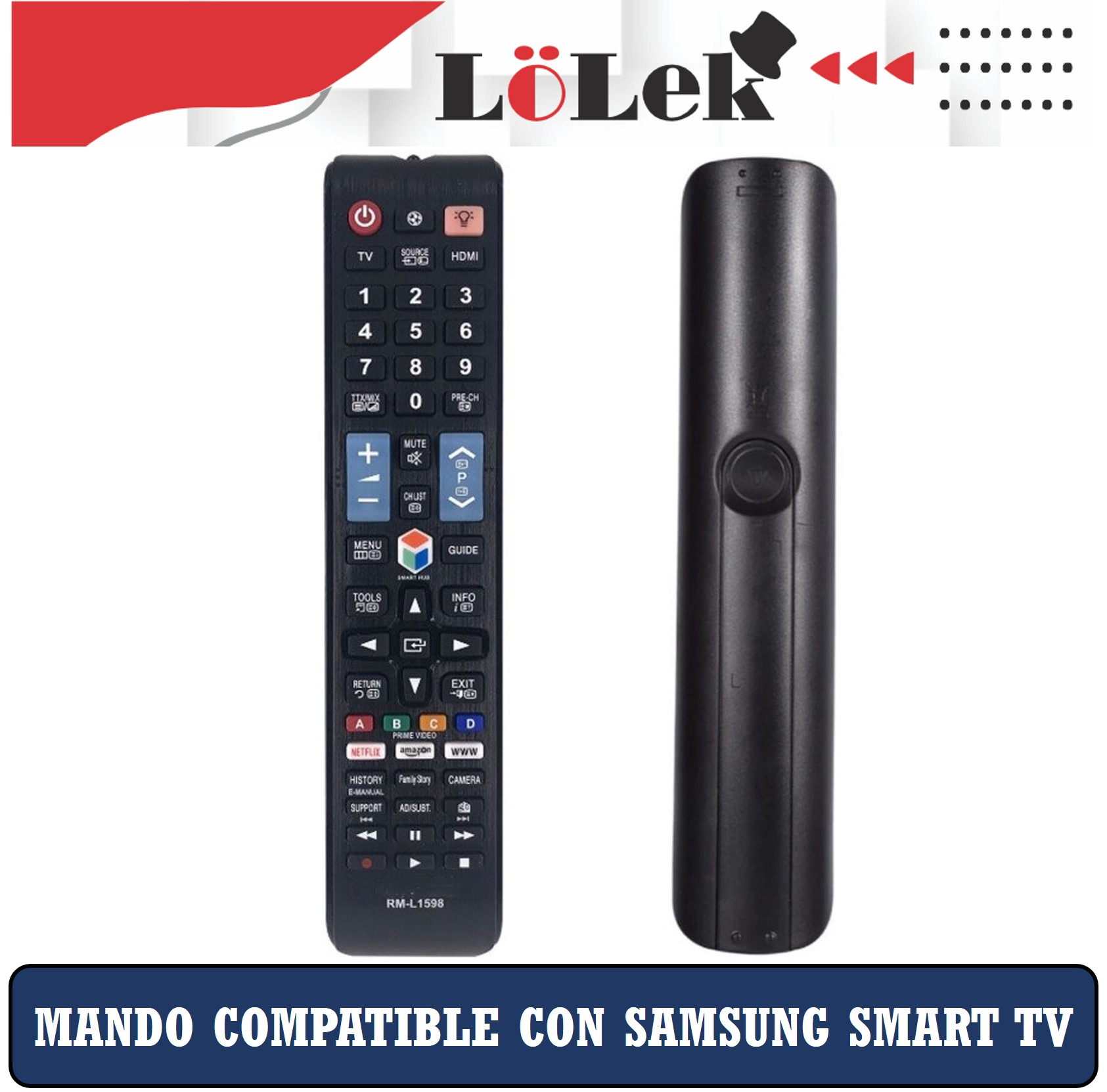 Dos mandos a distancia negros. Uno tiene muchos botones y el otro es más simple. Texto abajo.