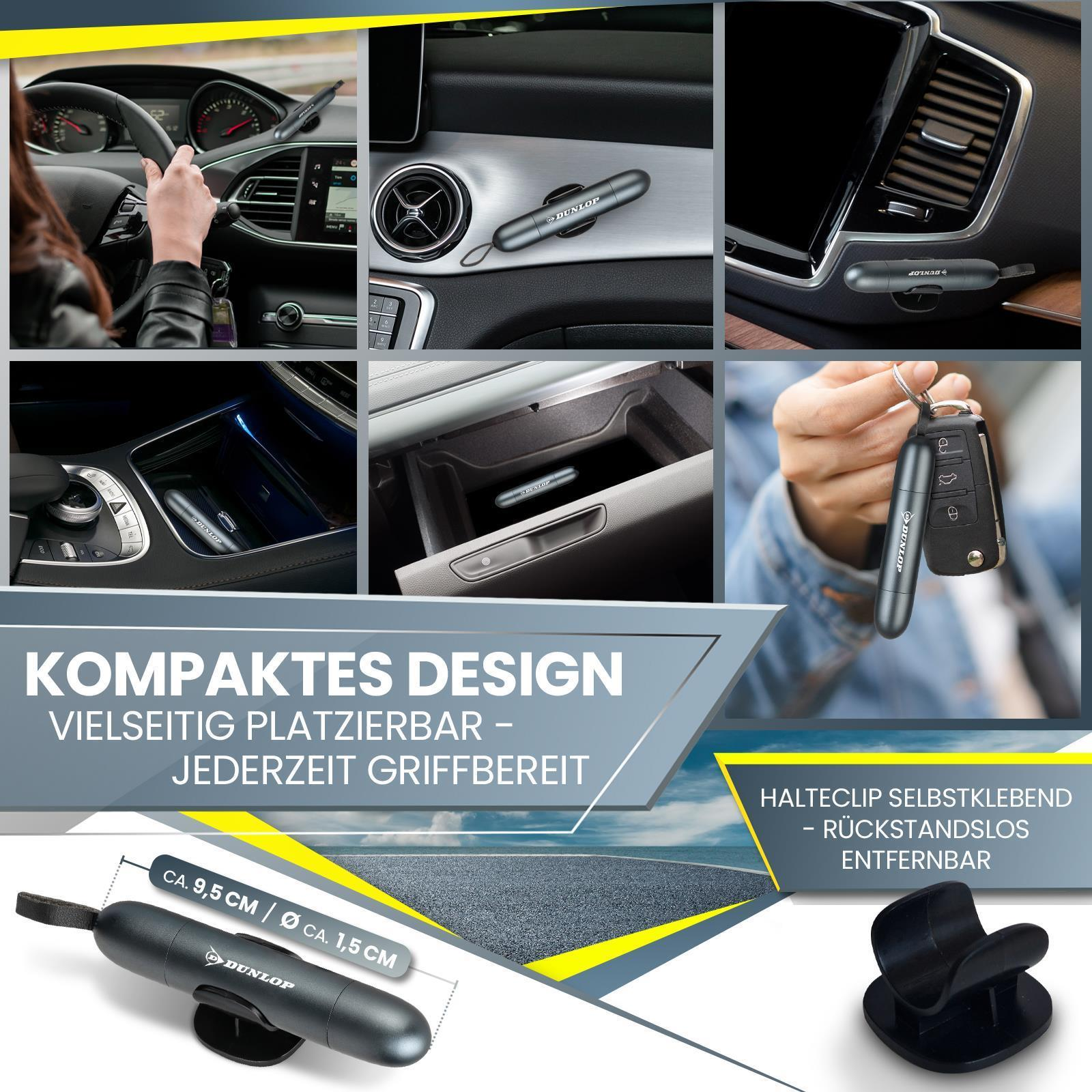 Autointerieur mit Gerät, Schlüssel und Hand einer Frau.