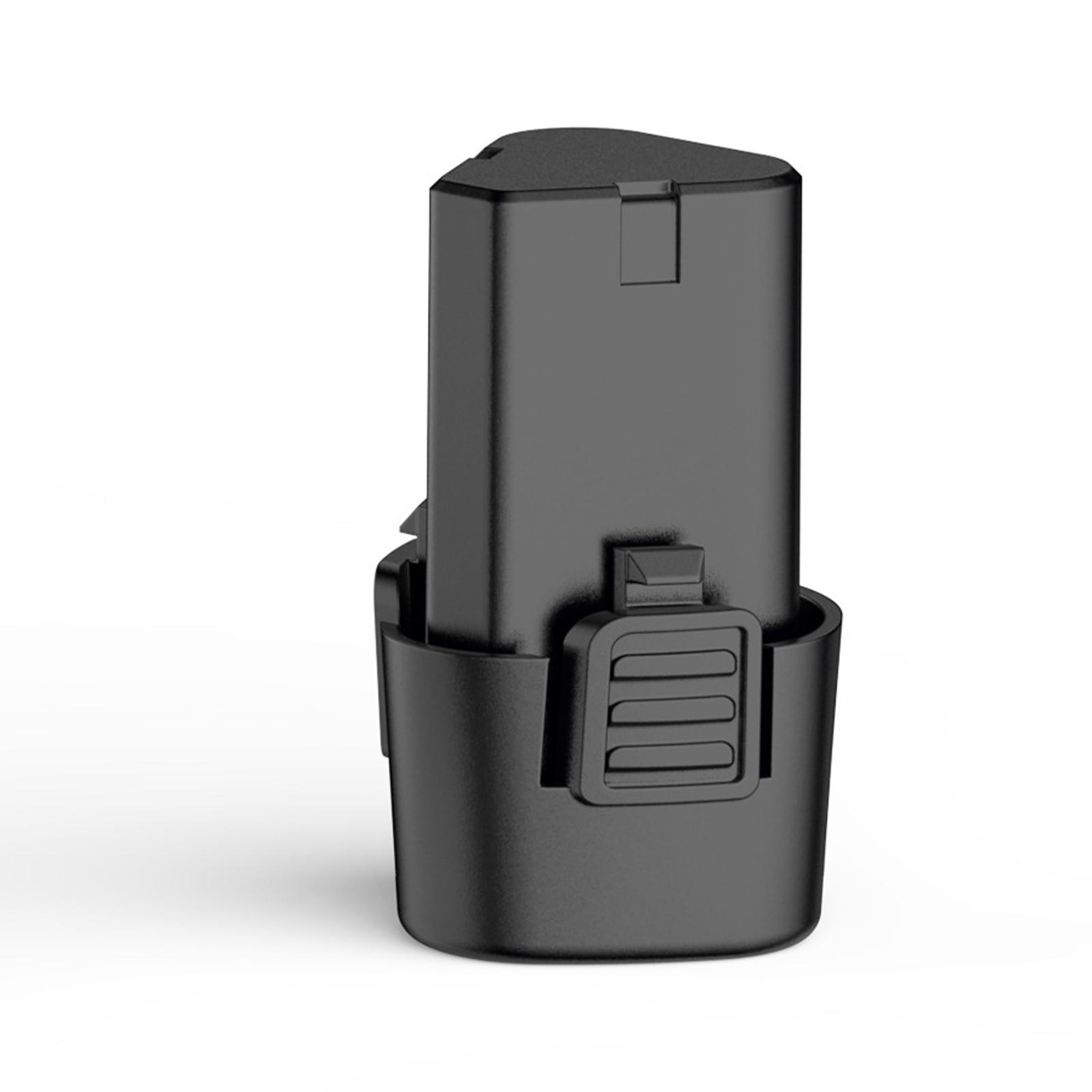 Eine schwarze, kompakte Batterie mit einem schwarzen Holster.