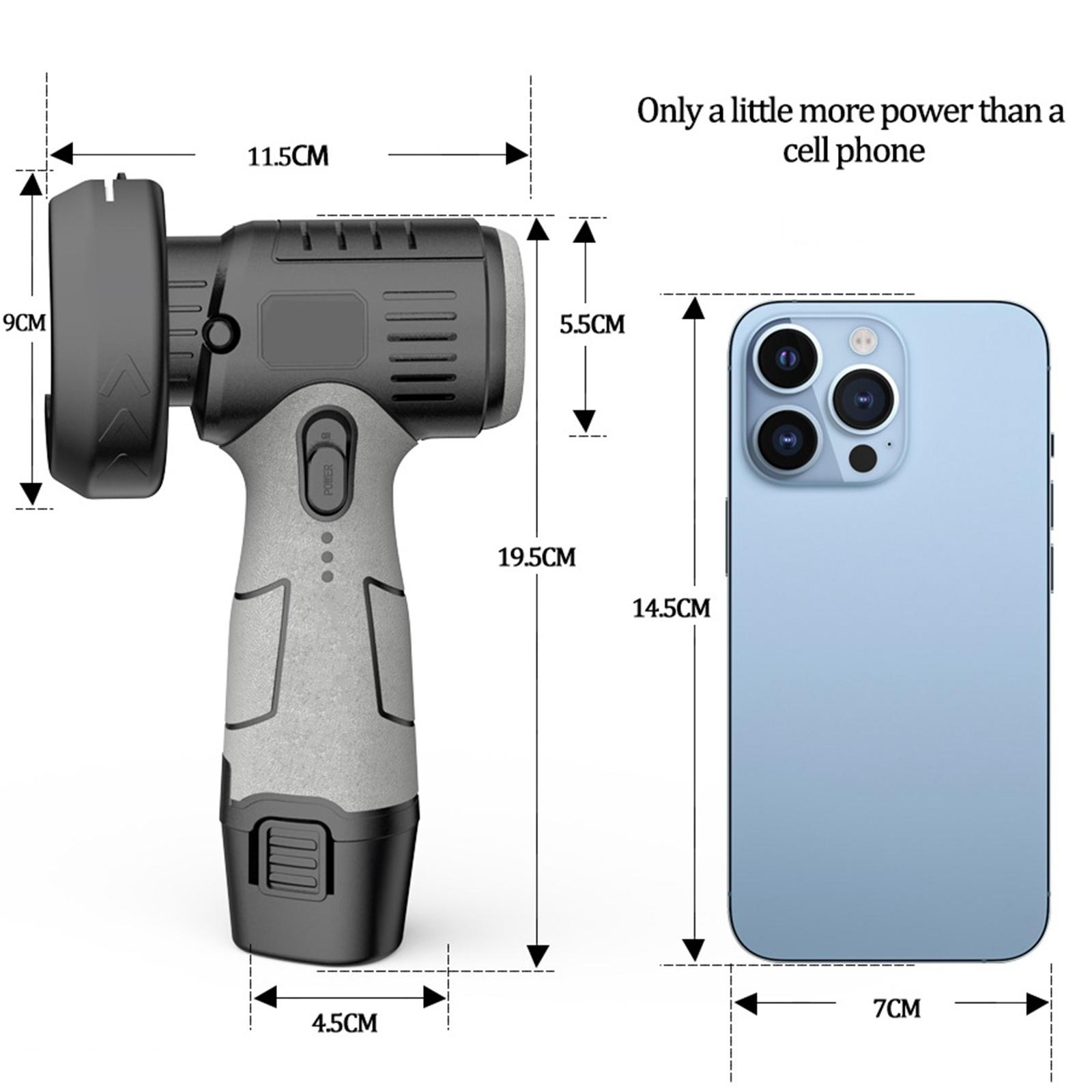 Eine Taschenlampe neben einem Telefon, das einen Größenvergleich mit Messungen zeigt.