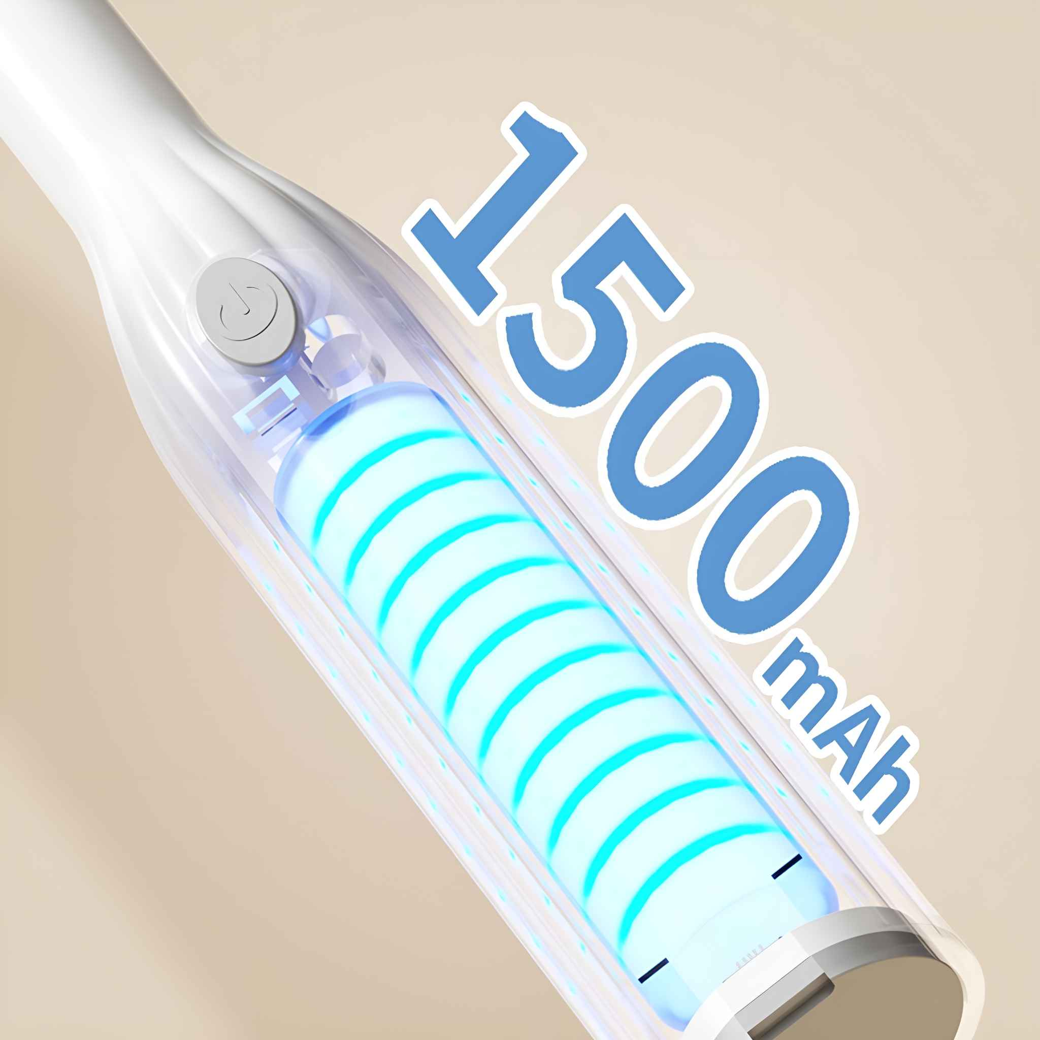 Nahaufnahme einer Batterie. Der Text zeigt '1500 mAh', was die Leistungskapazität der Batterie anzeigt.