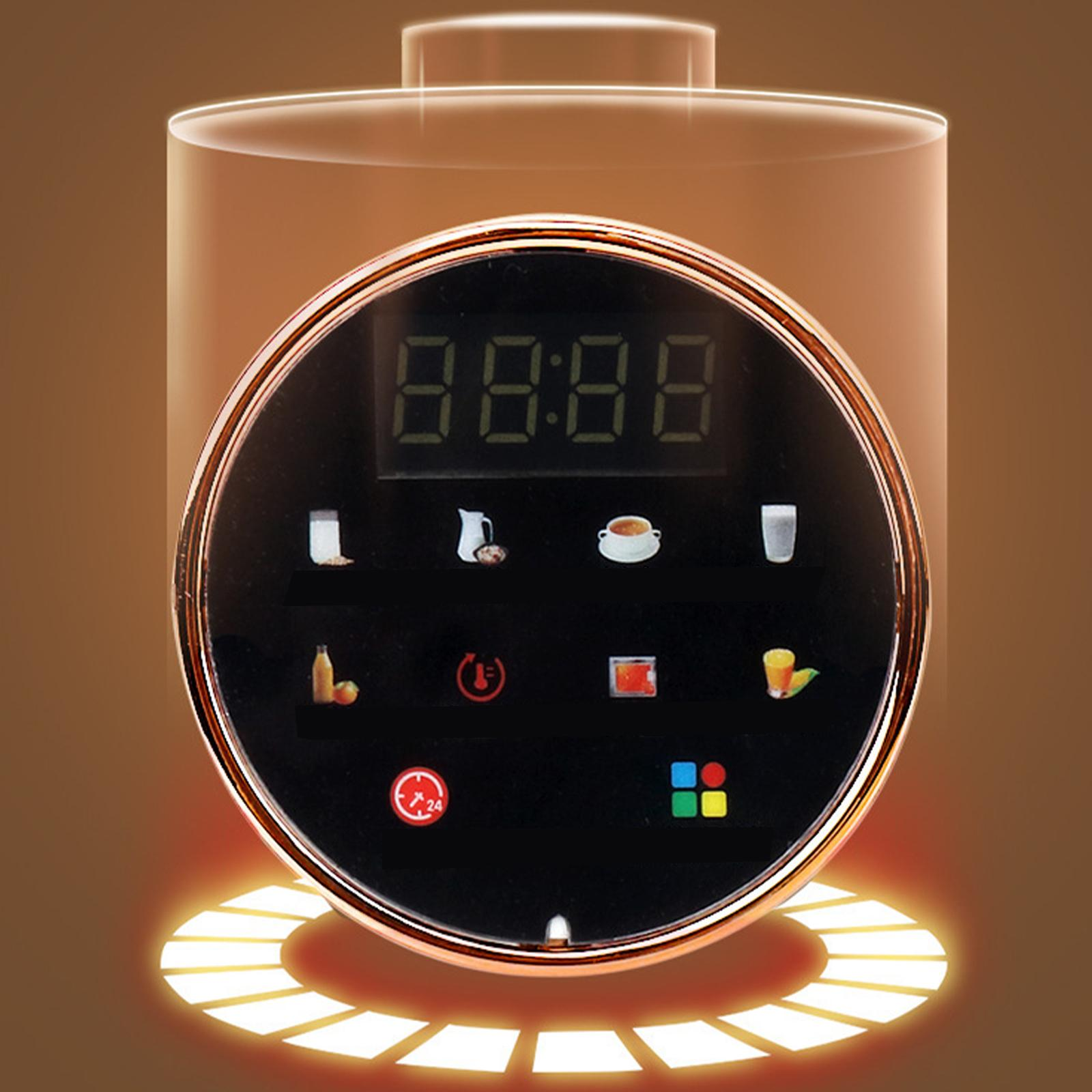 Nahaufnahme eines Digitaldisplays. Zeigt Zeit, Symbole für verschiedene Funktionen und eine Batteriestandsanzeige.