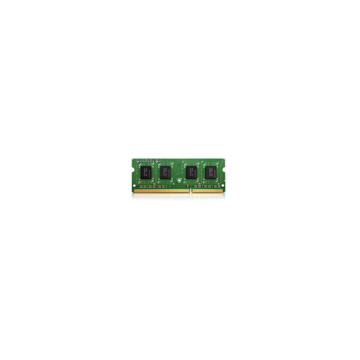 Un modulo di memoria RAM su sfondo bianco. Ha quattro chip di memoria.