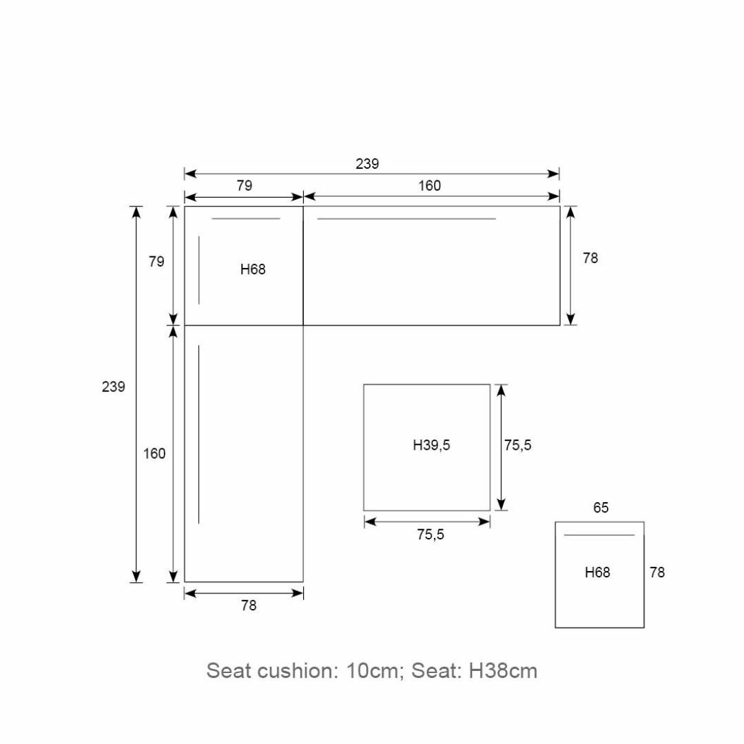 A furniture design with measurements and dimensions.