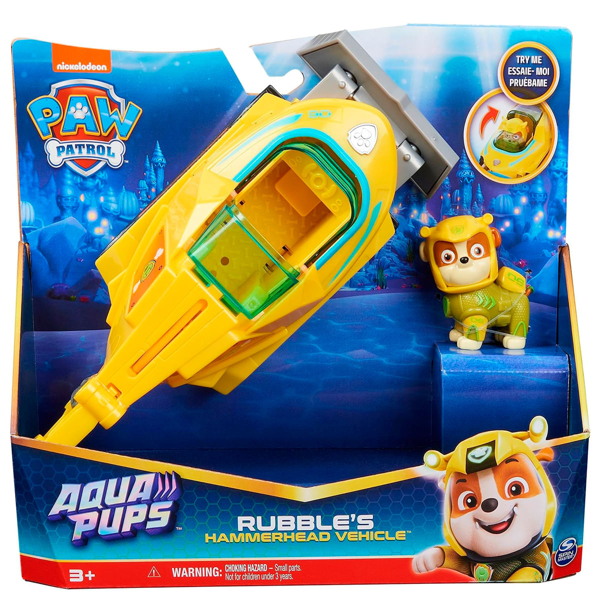 PAW Patrol Aqua Pups Rubble's Hammerhead Fahrzeug Spielzeug, Verpackung.