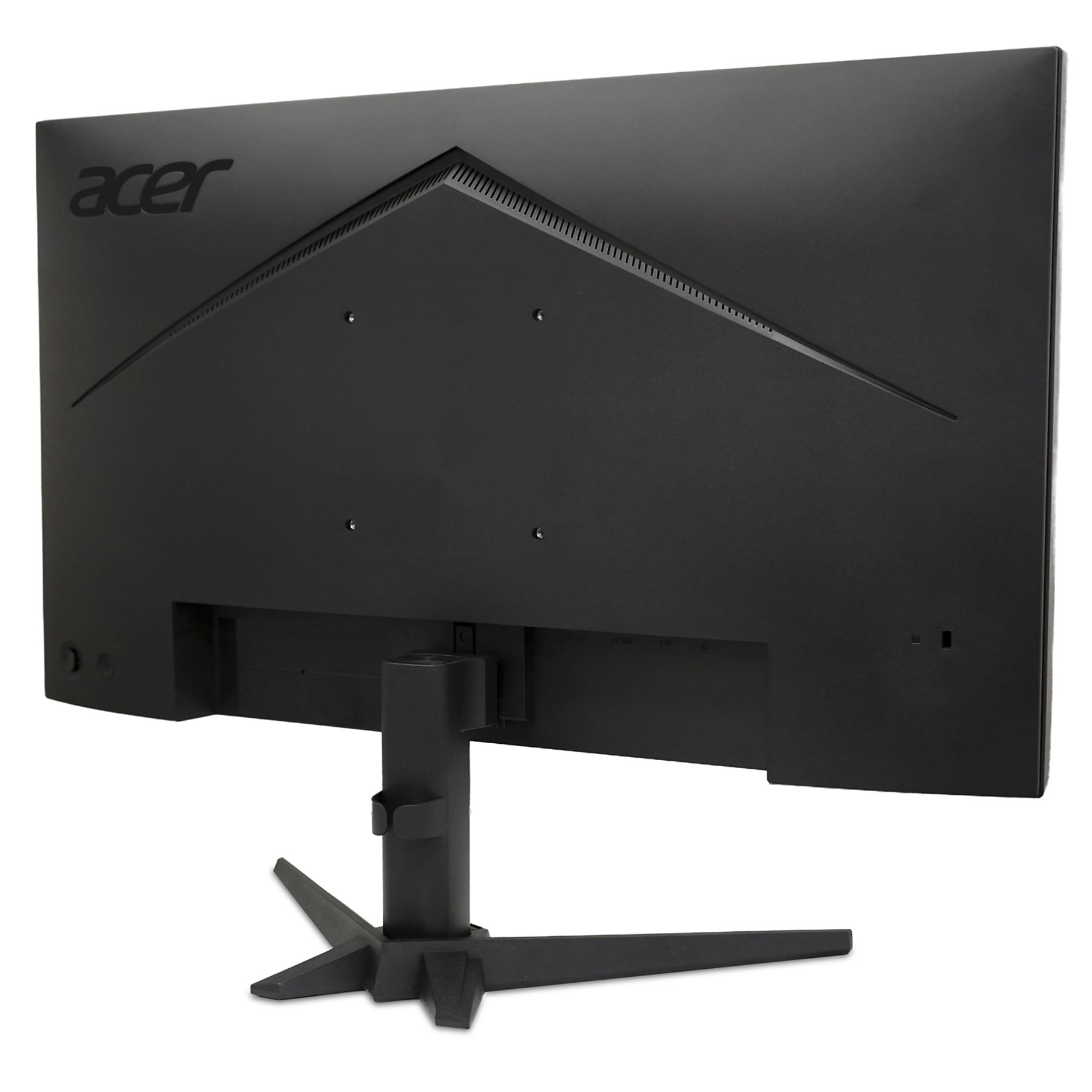 Tył czarnego monitora komputera z logo Acer i mocowaniem podstawy.