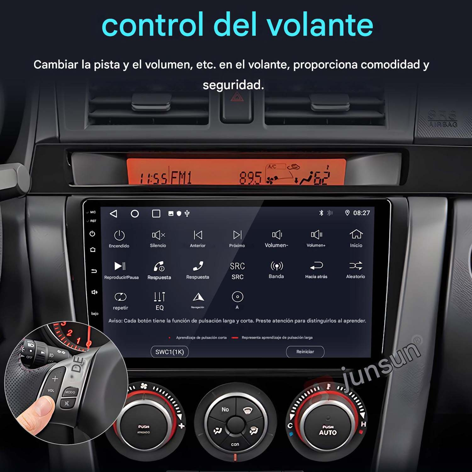 Una luz de trabajo con opciones de carga solar y USB, que muestra el panel solar y los puertos de carga.