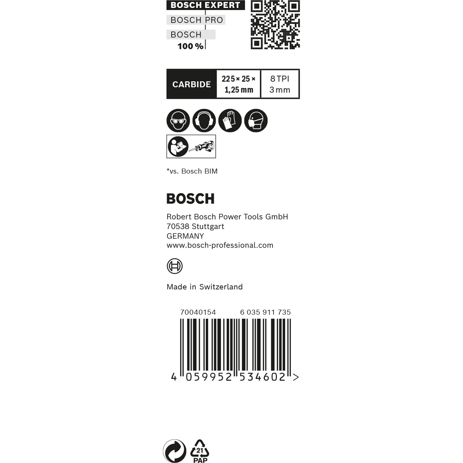 Ein weißer Hintergrund zeigt ein Produktetikett mit Text, Barcodes und Sicherheitssymbolen.