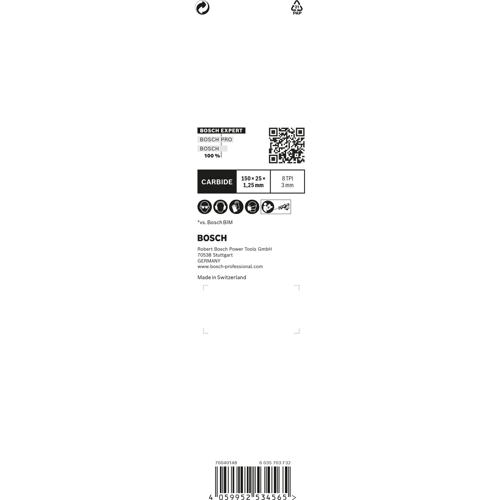 Biała etykieta z czarnym tekstem i grafiką, prawdopodobnie informacje o produkcie i kod kreskowy.