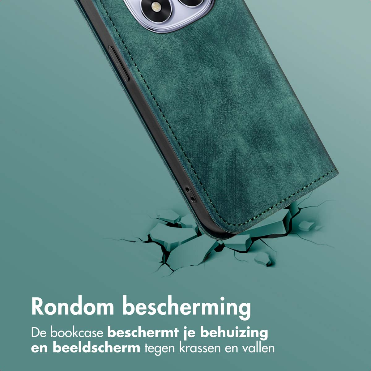 Coque de téléphone noire, sol fissuré. La coque tombe au sol.