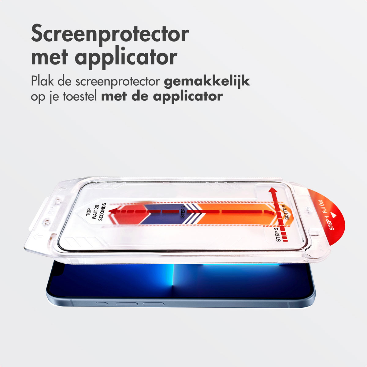 Screen protector application with applicator and a phone.