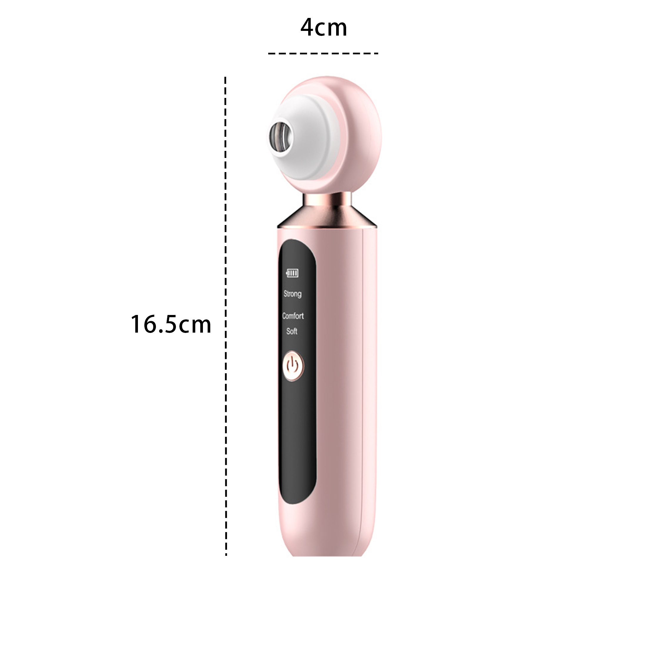 Ein rosa und roségoldenes Gesichtsreinigungsgerät mit einer Höhe von 16,5 cm.