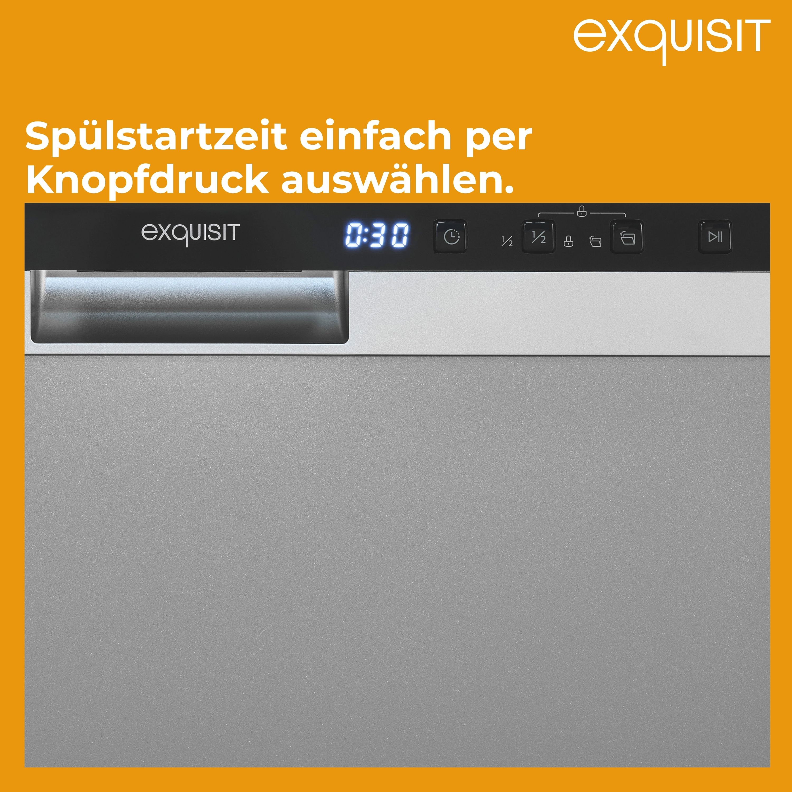 Nahaufnahme eines Geschirrspüler-Bedienfelds. Es zeigt eine digitale Anzeige mit der Zeit 0:30.