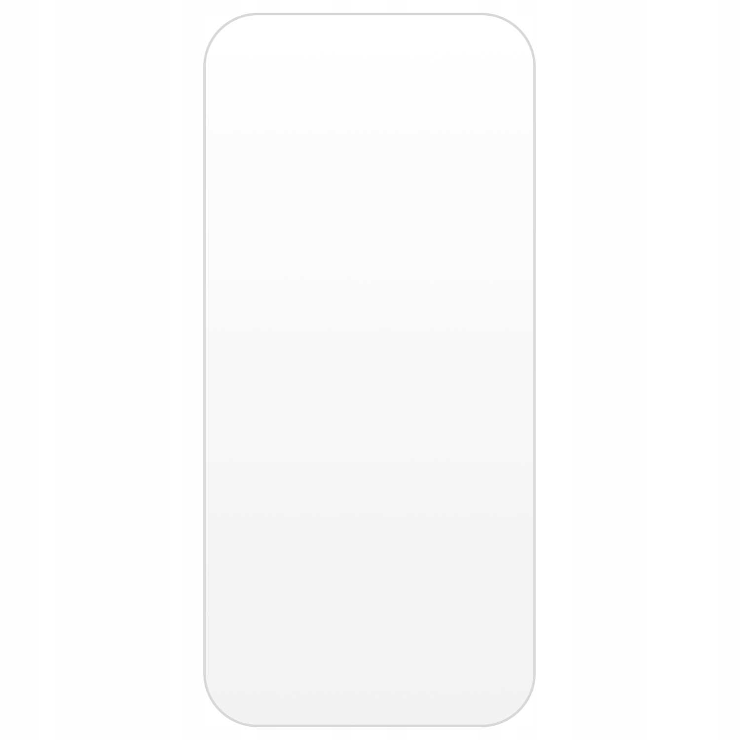 Przezroczysty prostokątny ochraniacz ekranu do smartfona na białym tle.