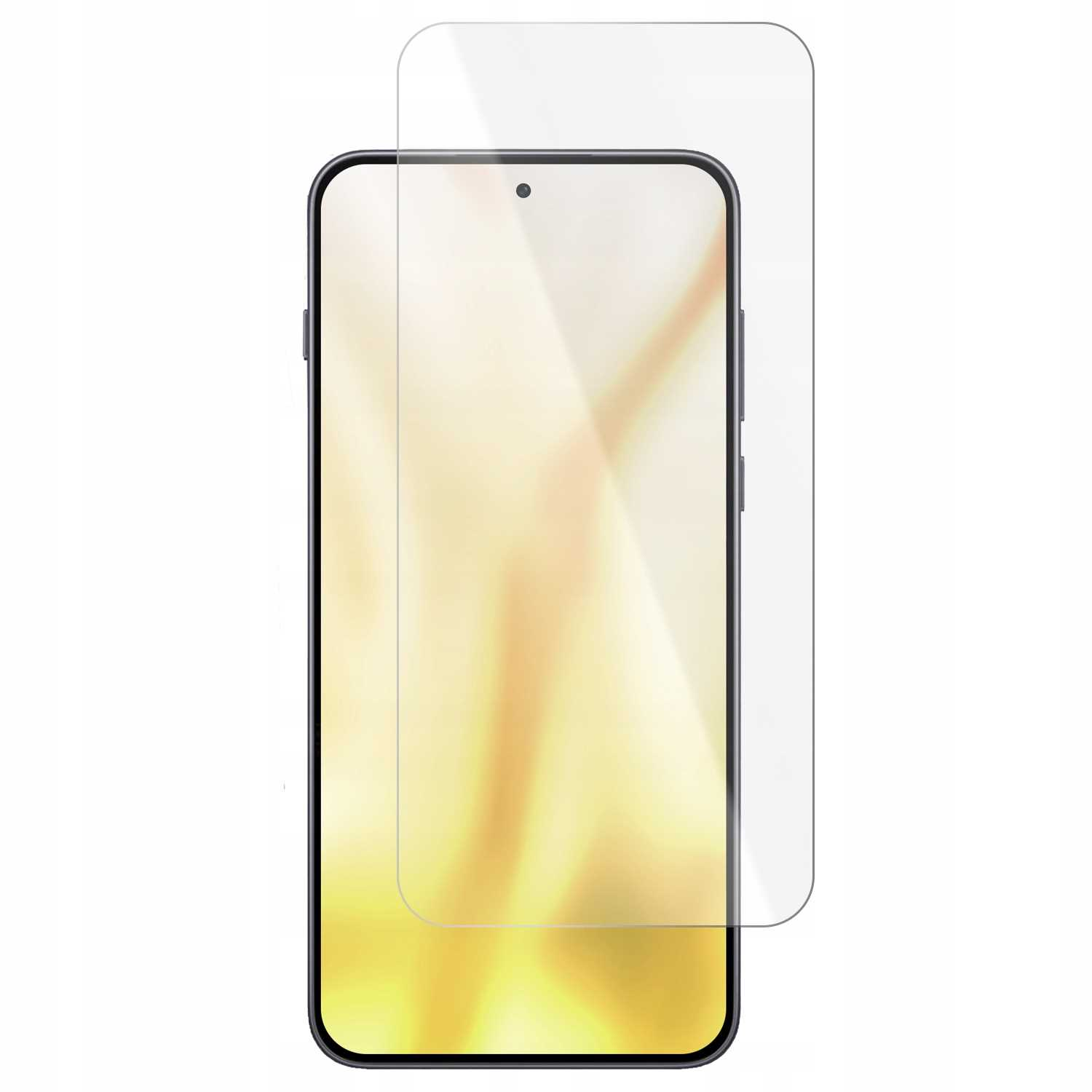 Smartfon z nałożonym ochraniaczem ekranu i przezroczystym ochraniaczem ekranu.