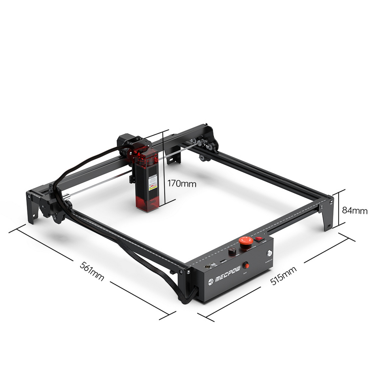 Grawerka laserowa z wymiarami: 561 mm, 515 mm, 170 mm i 84 mm.
