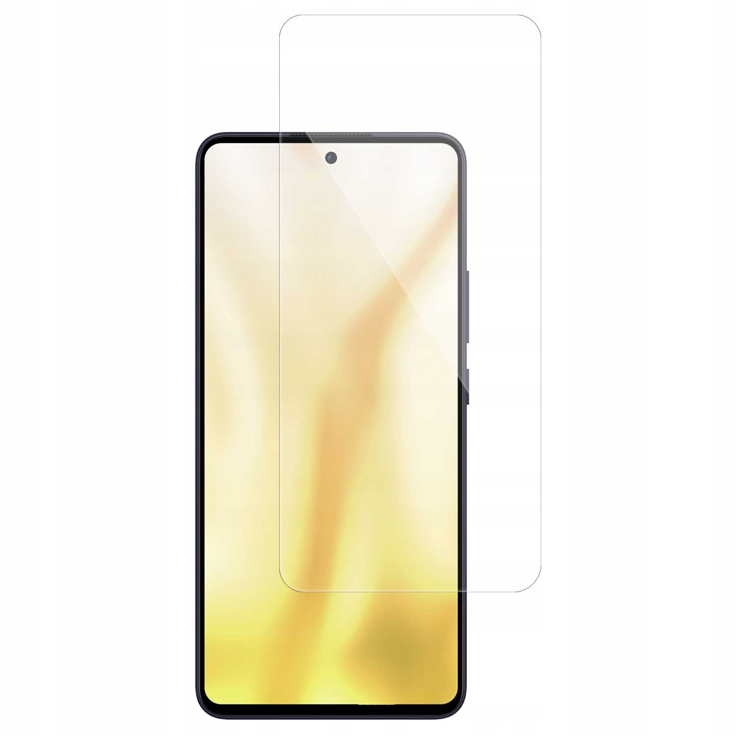 Smartfon z nałożonym ochraniaczem ekranu. Ekran ma żółty odcień.