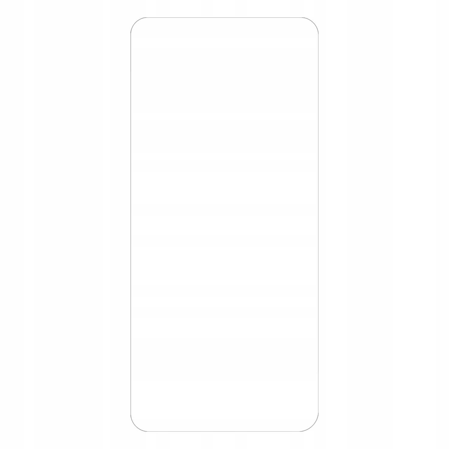 Prostokątna osłona ekranu. Jest przezroczysta i ma czarny kontur. Białe tło.