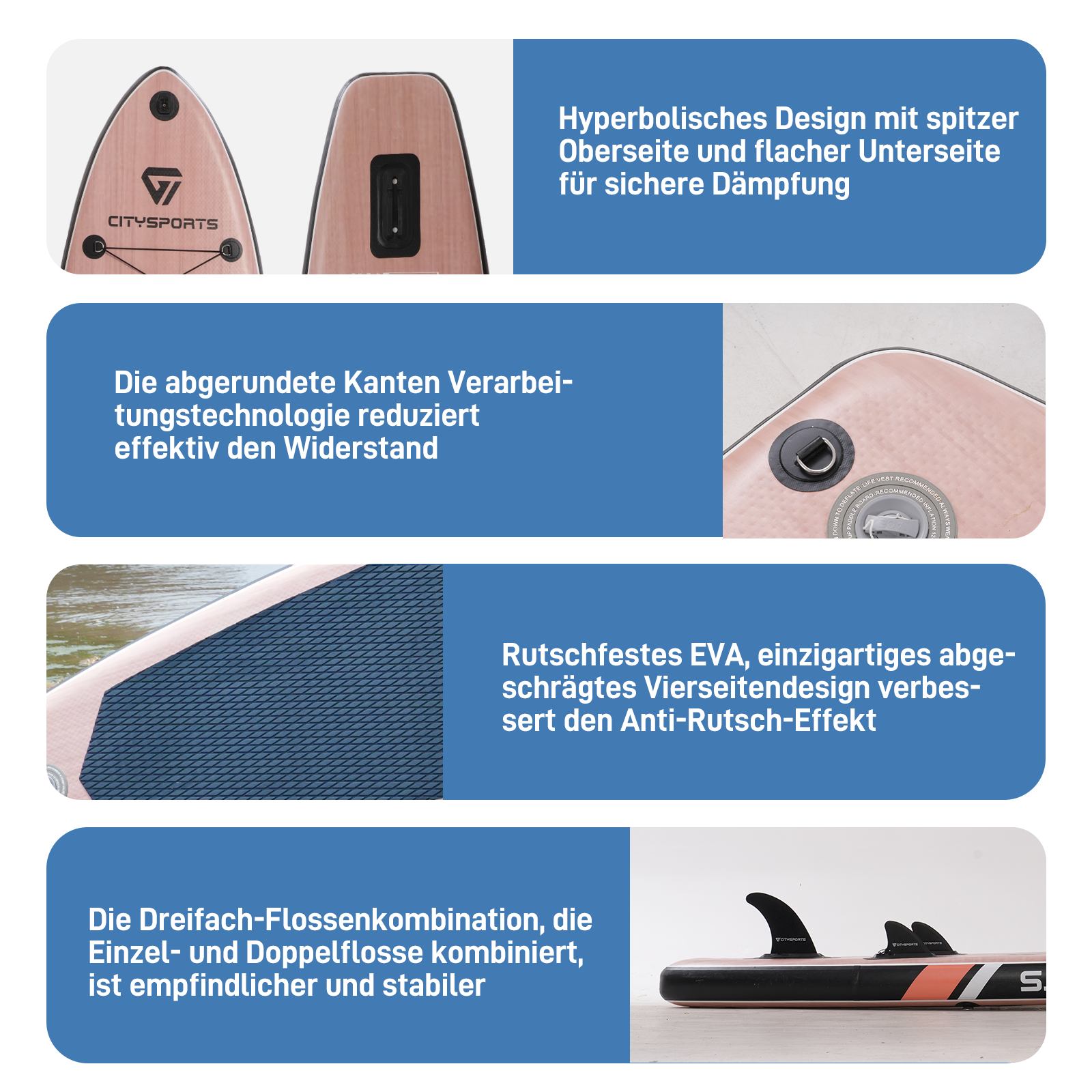 L'image montre les détails d'une planche à pagaie, mettant en évidence sa conception, ses caractéristiques et ses éléments de construction.