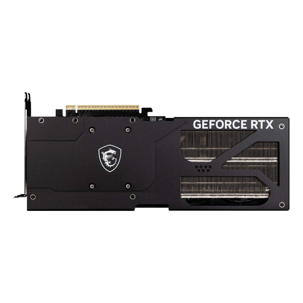 Schwarze MSI GeForce RTX Grafikkarte. 'GEFORCE RTX' steht oben.