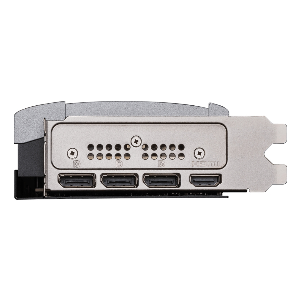 Nahaufnahme der Anschlüsse einer Grafikkarte. HDMI-Anschlüsse sind sichtbar.