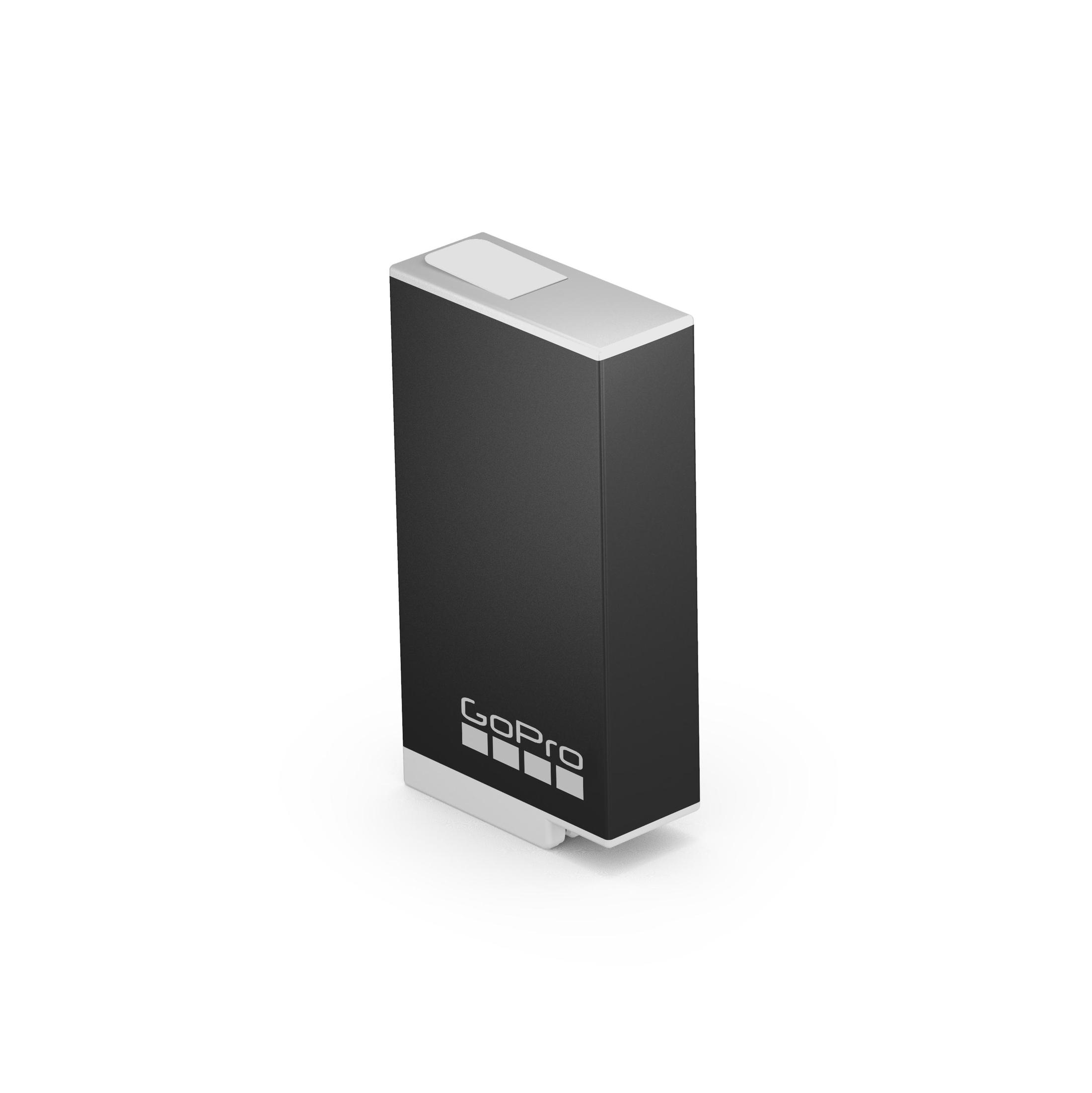Bateria GoPro, czarna i srebrna z logo GoPro.