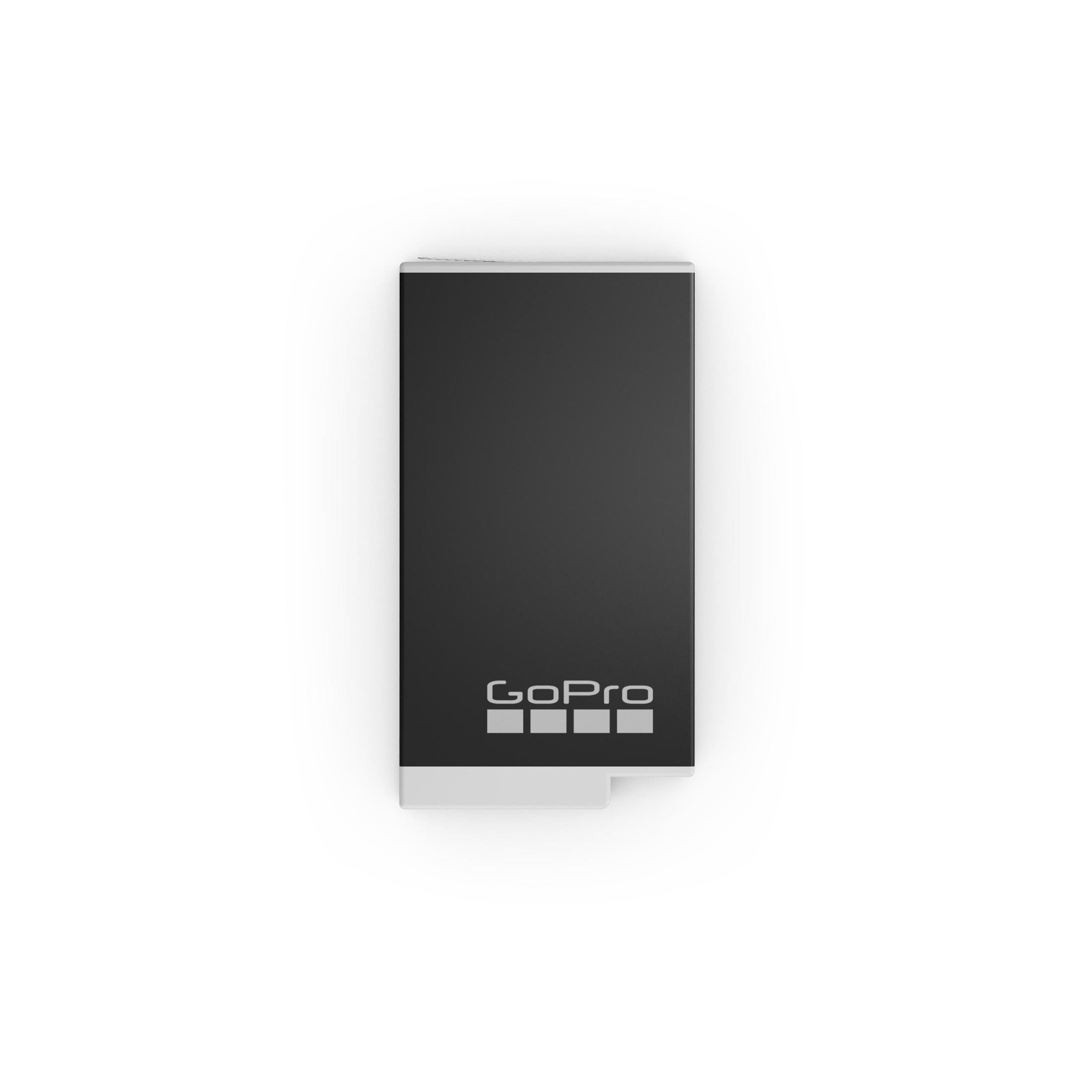 Bateria GoPro, czarna i srebrna z logo GoPro.