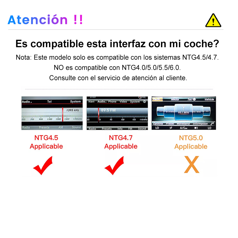 Diagrama que muestra la compatibilidad de la interfaz del coche con NTG4.5/4.7.